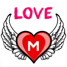 beautiful m letter in heart